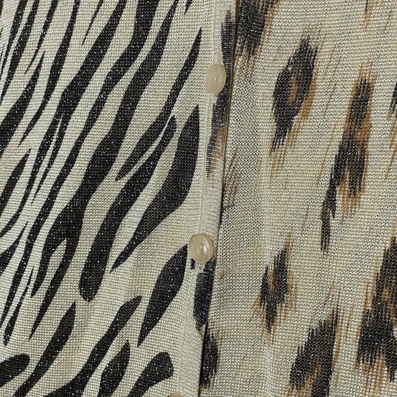 Y2K Iris Singer Cardigan M Patchwork Animal Print Leopard Glitter Mob Wife Glam - Picture 8 of 9